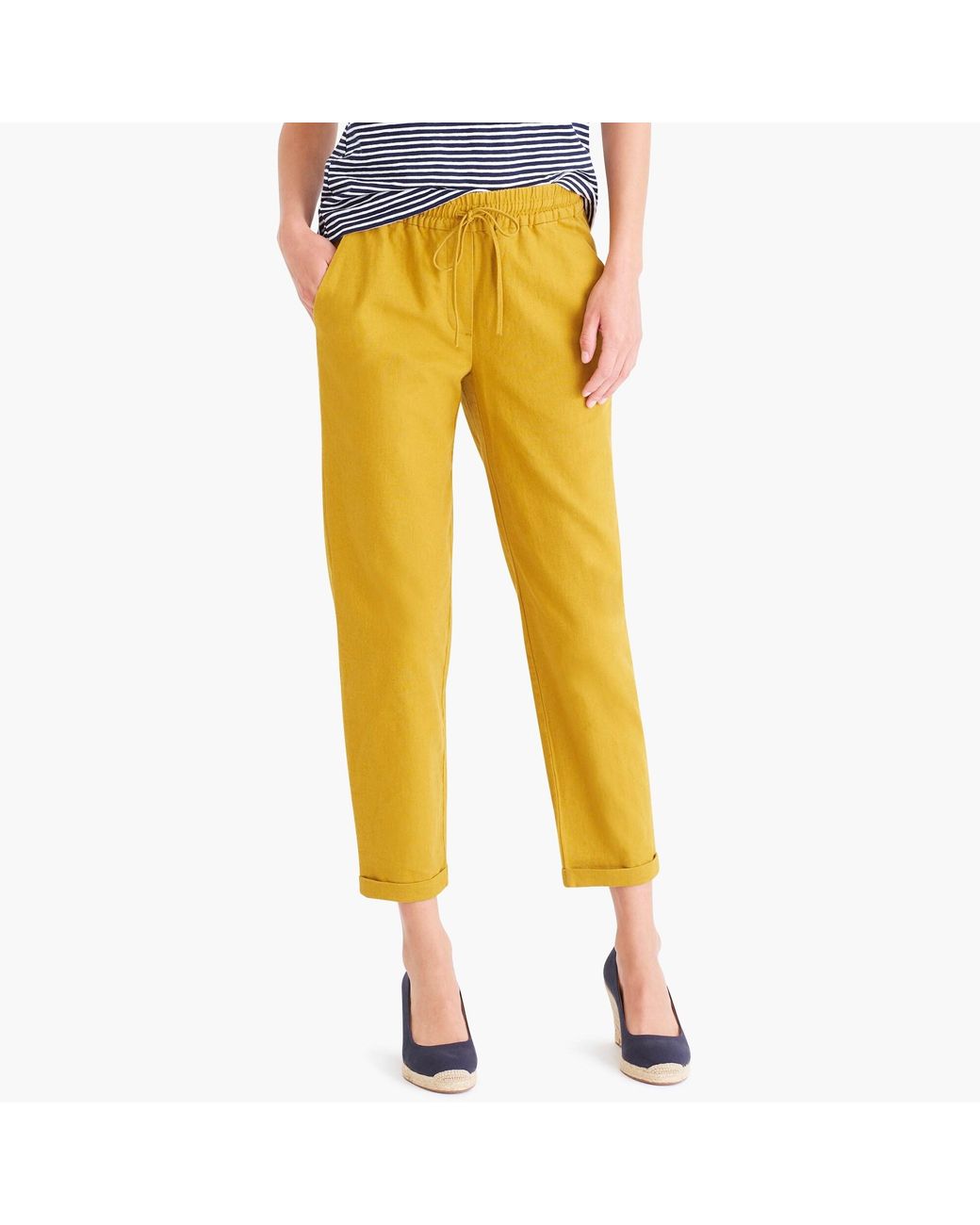 J.Crew Linen-cotton Drawstring Pant in Blue