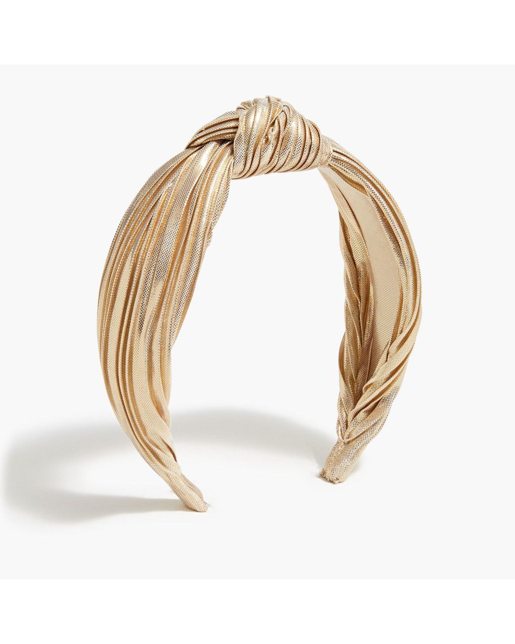 J.Crew Satin Pleated Knotted Headband in Metallic Lyst