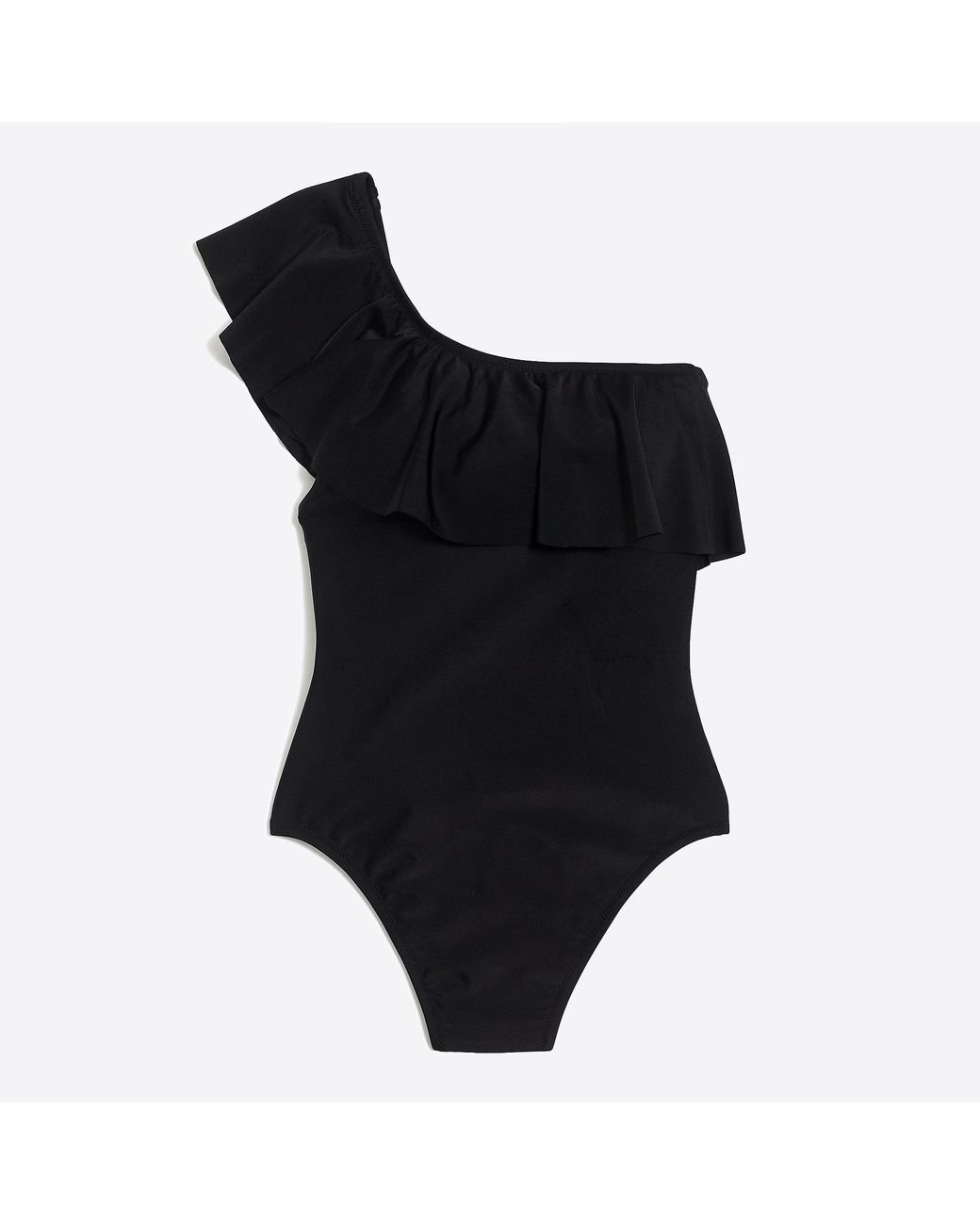 J.Crew Synthetic Ruffle Oneshoulder Onepiece Swimsuit in Black Lyst