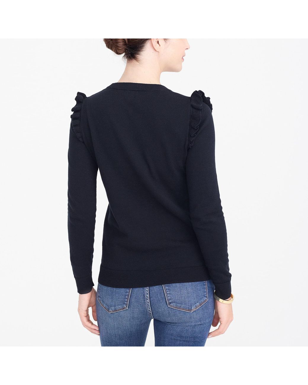 J.Crew Ruffle-shoulder Sweater in Black 