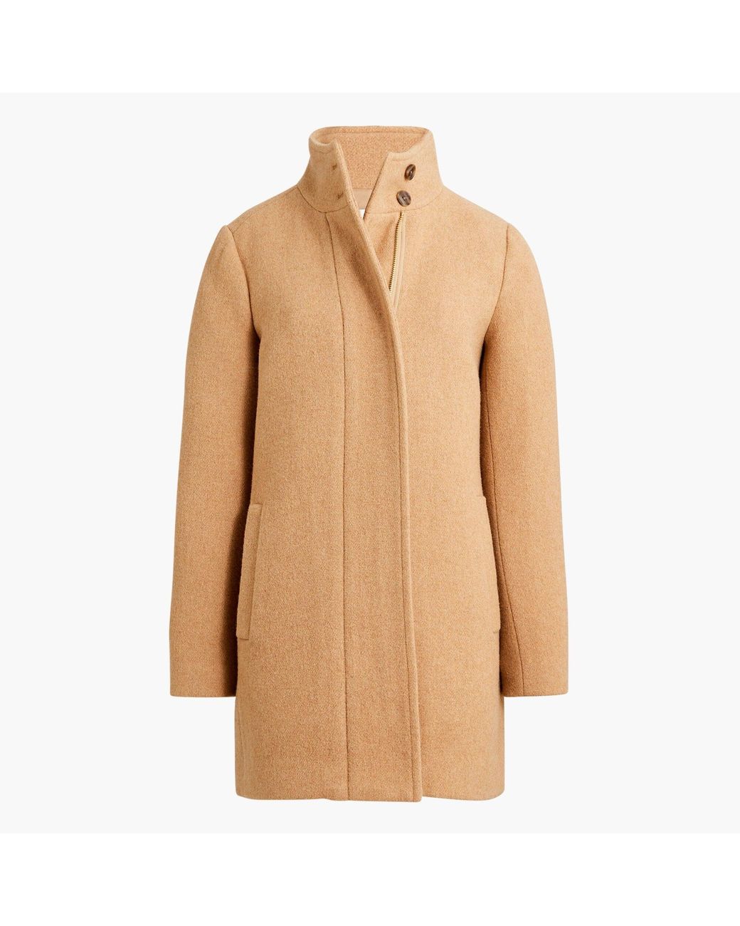 J.Crew Button neck City Coat in Natural Lyst