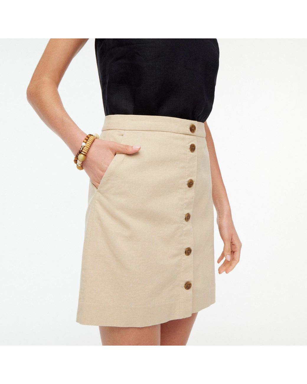 J.Crew Linen-blend in Mini Button-front | Natural Skirt Lyst