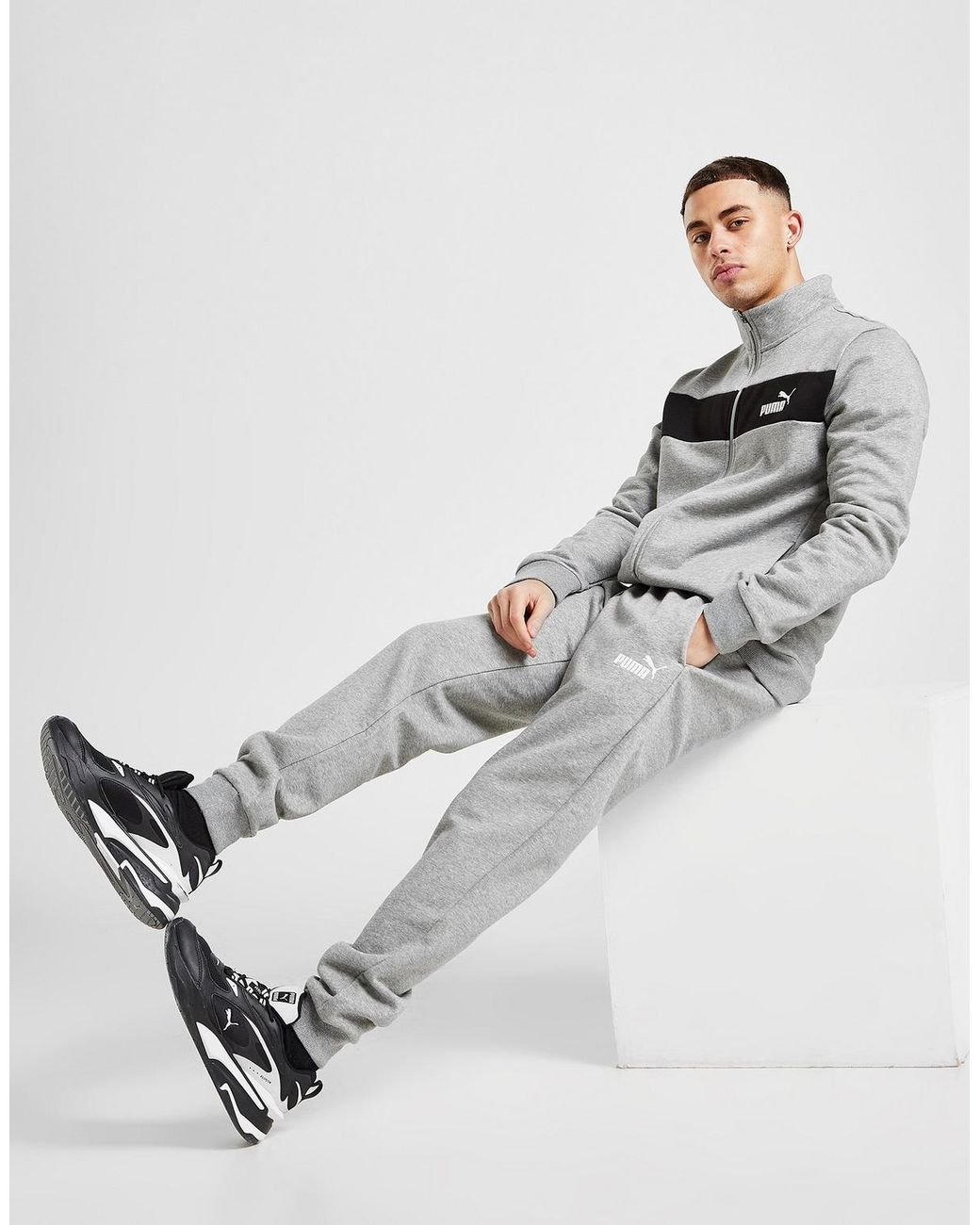 grey puma tracksuit men