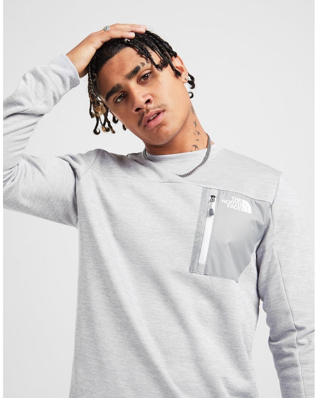 The North Face Synthetic Mittelegi Pocket Crew Sweatshirt in Grey (Gray) for Men - Lyst