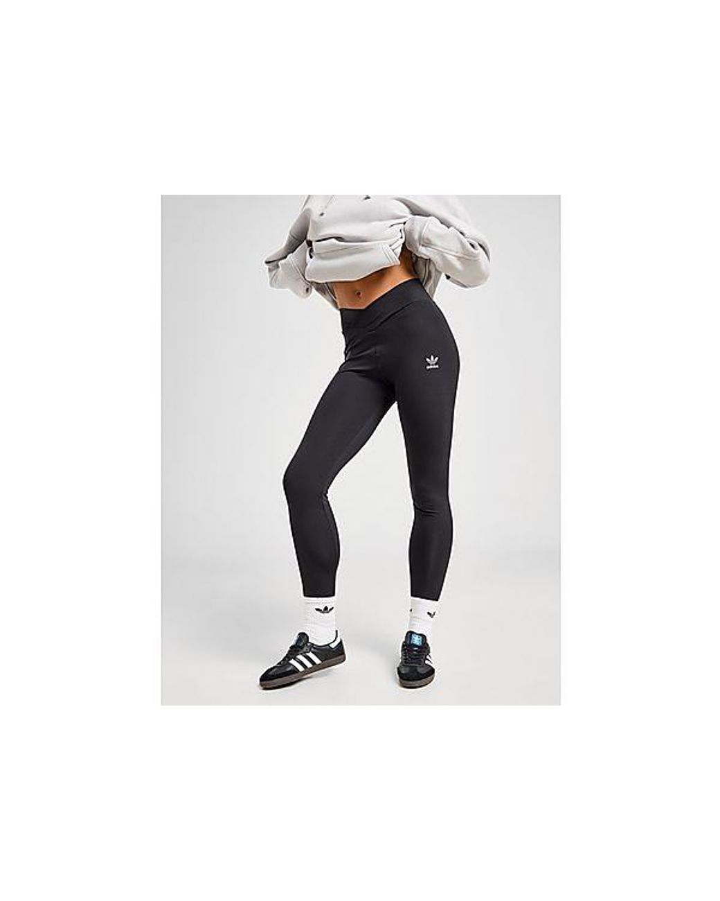 【adidas Originals】 Crossover High Waist Leggings Brown adidas Originals Crossover High Waist Leggings - JD