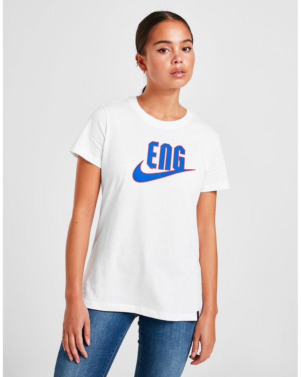 Nike Cotton England Crest T-shirt in White - Lyst