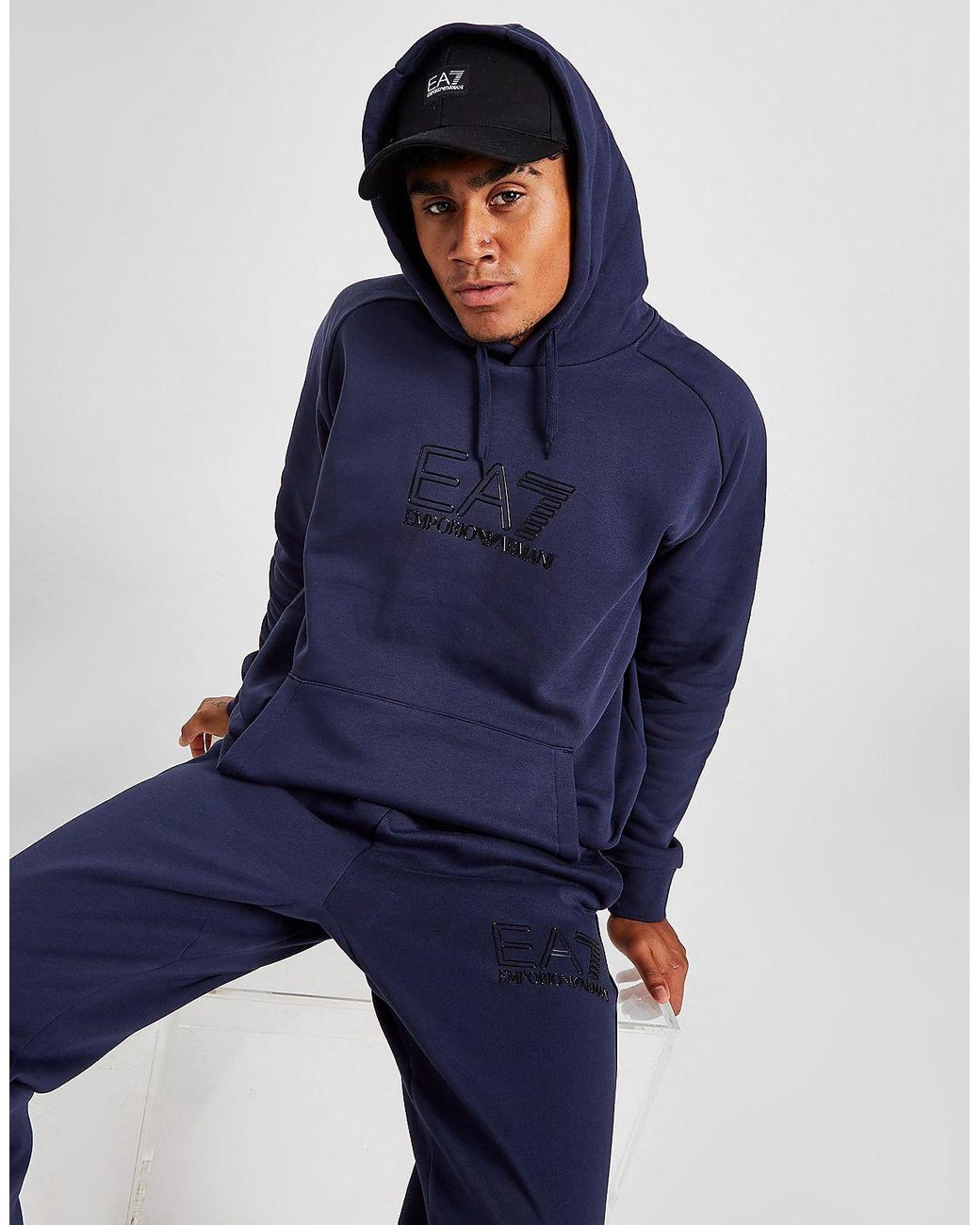 EA7 Visible Silicone Hoodie in Blue for Men | Lyst UK