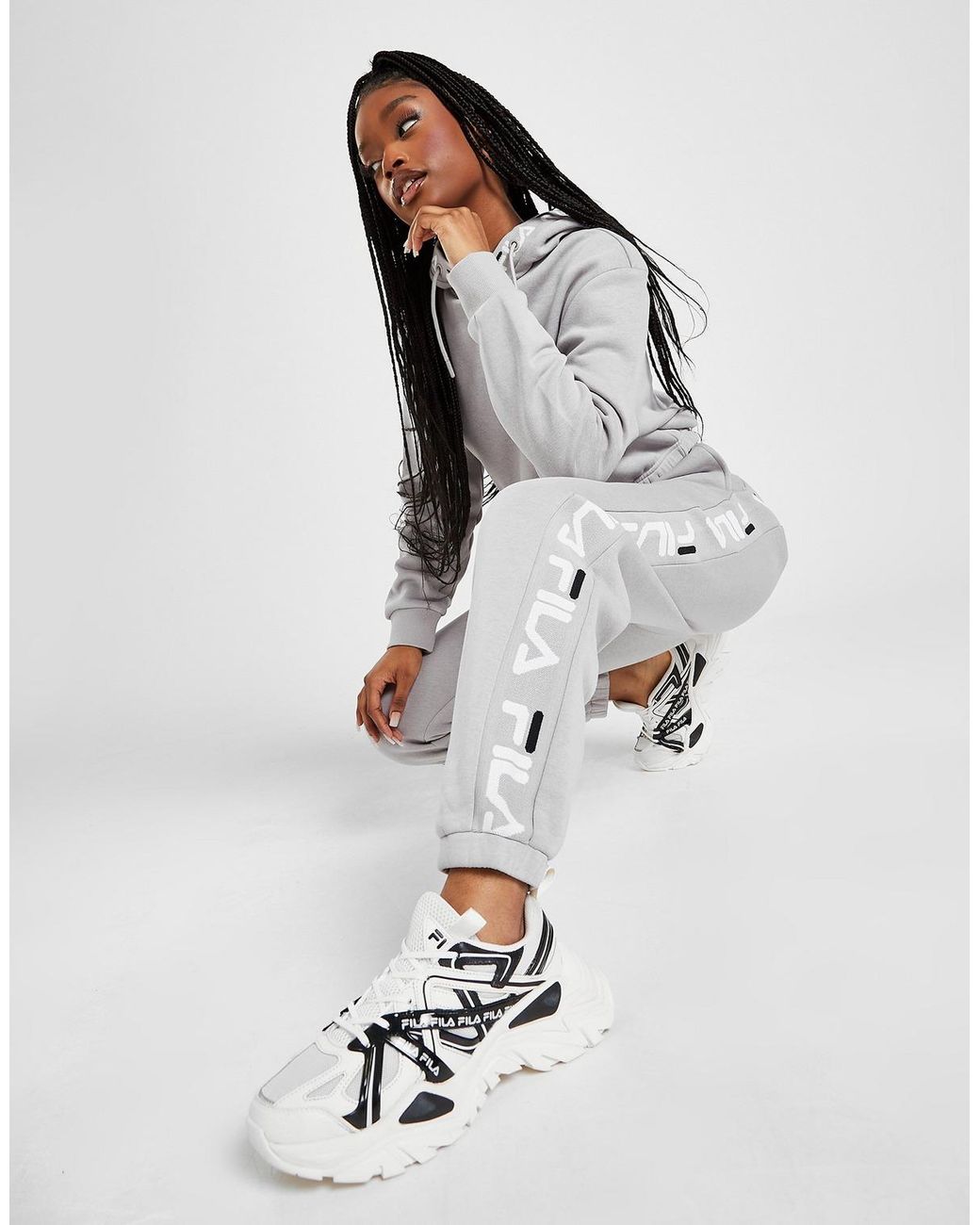 Fila Cotton Repeat Logo Joggers in Grey (Gray) - Lyst