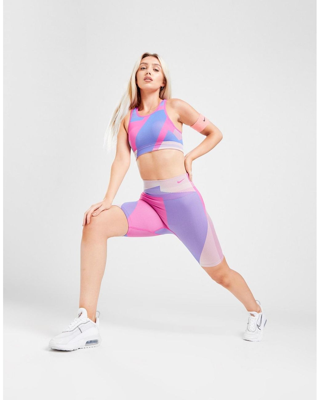nike sports bra and biker shorts