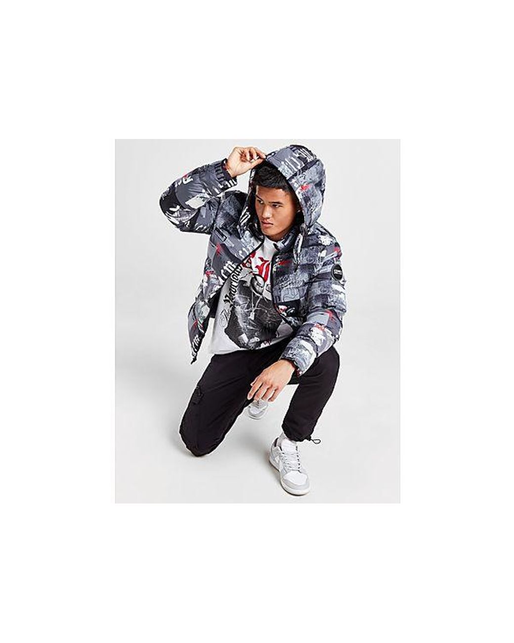 SUPPLY + DEMAND Jarl All Over Print Puffer Jacket in Black for Men