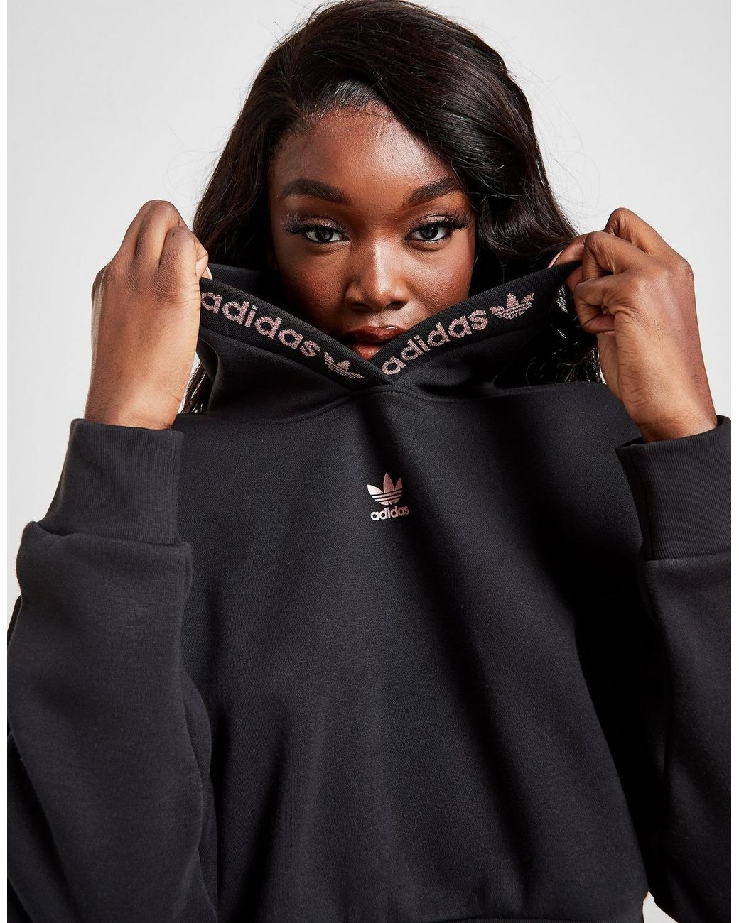 black adidas tape hoodie