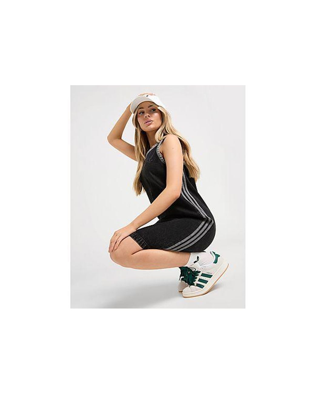 adidas Originals 3-stripes Denim Dress in Black | Lyst UK