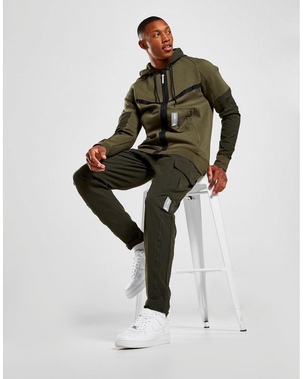 Nike Air Max Fleece Full Zip Hoodie in Khaki/Black (Green) for Men - Save 10% - Lyst