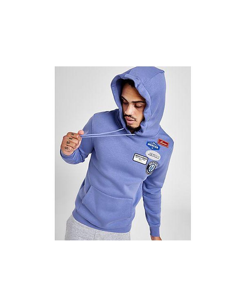 Mercier Badge Hoodie in Blue for Men | Lyst UK