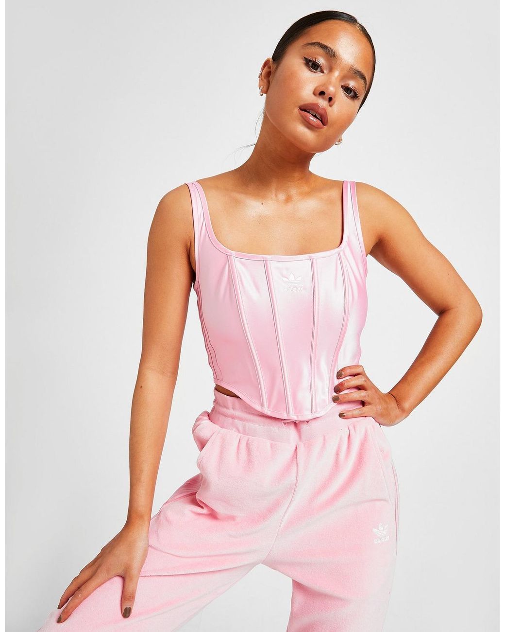 adidas Originals 3-stripes Satin Corset in Light Pink (Pink) - Lyst