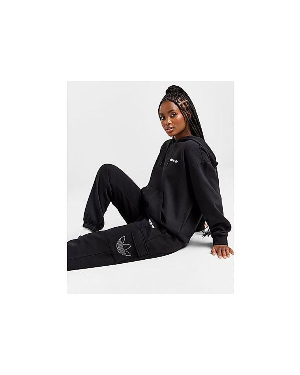 【adidas】Shine Boyfriend OverheadHoodie/Shine CargoJoggers Black adidas Originals Shine Boyfriend Overhead Hoodie - JD