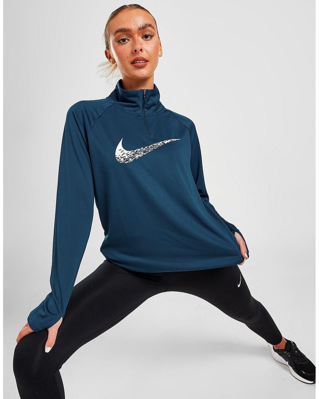 Nike Running Swoosh 1/4 Zip Dri-fit Top in Blue