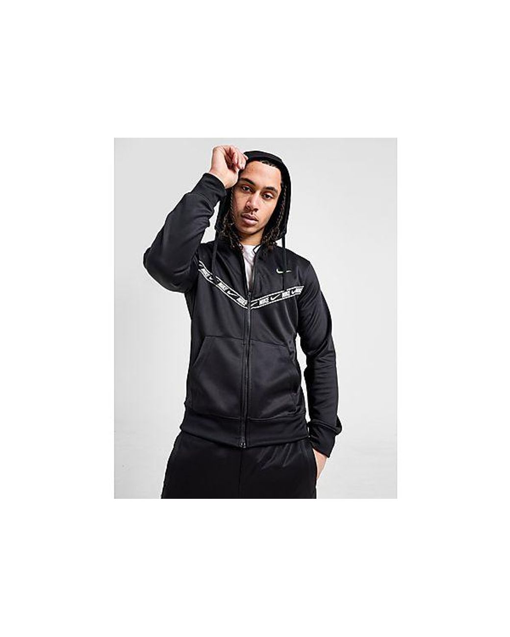 Nike Tape Polyknit Full Zip Hoodie in Black for Men | Lyst UK