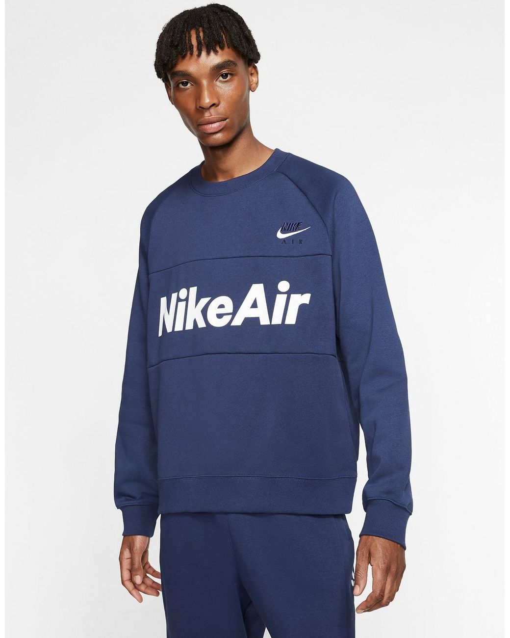 Nike Fleece Air Crew Sweatshirt in Blue for Men - Lyst