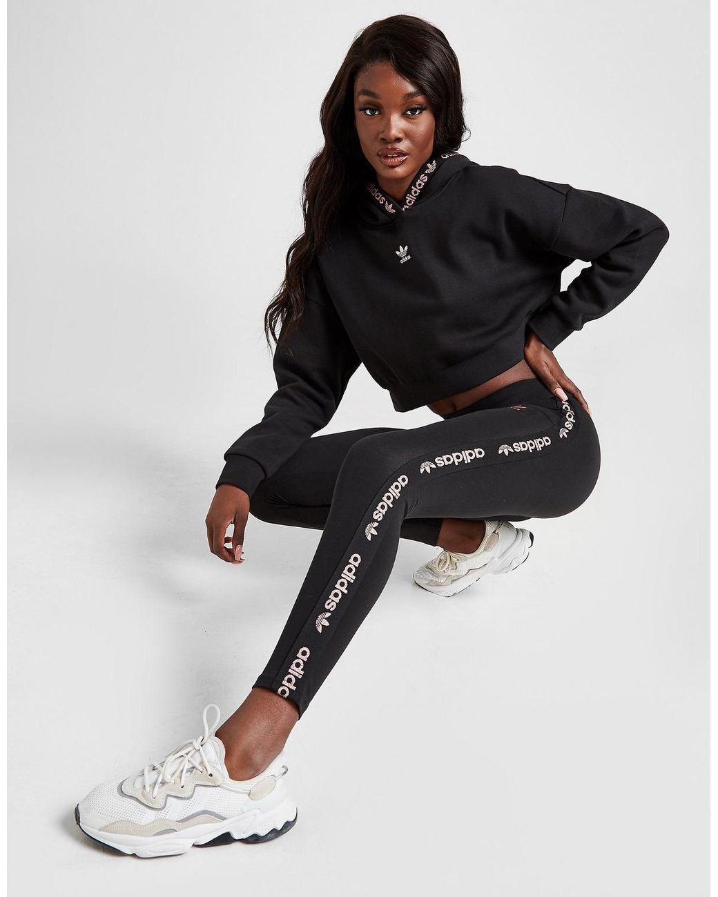 adidas trefoil taped leggings