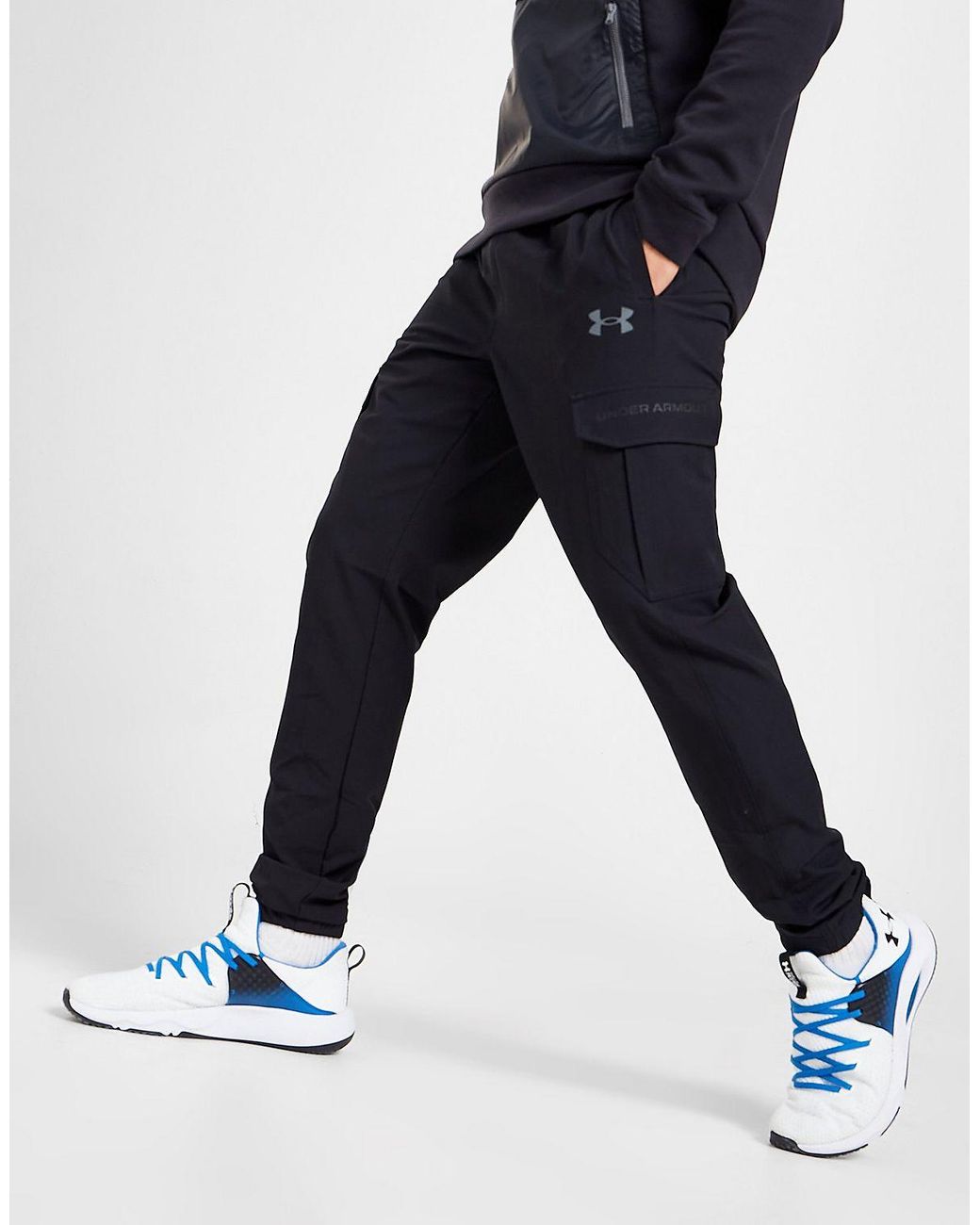 Under Armour Woven Wordmark Cargo Track Pants in Blue for Men