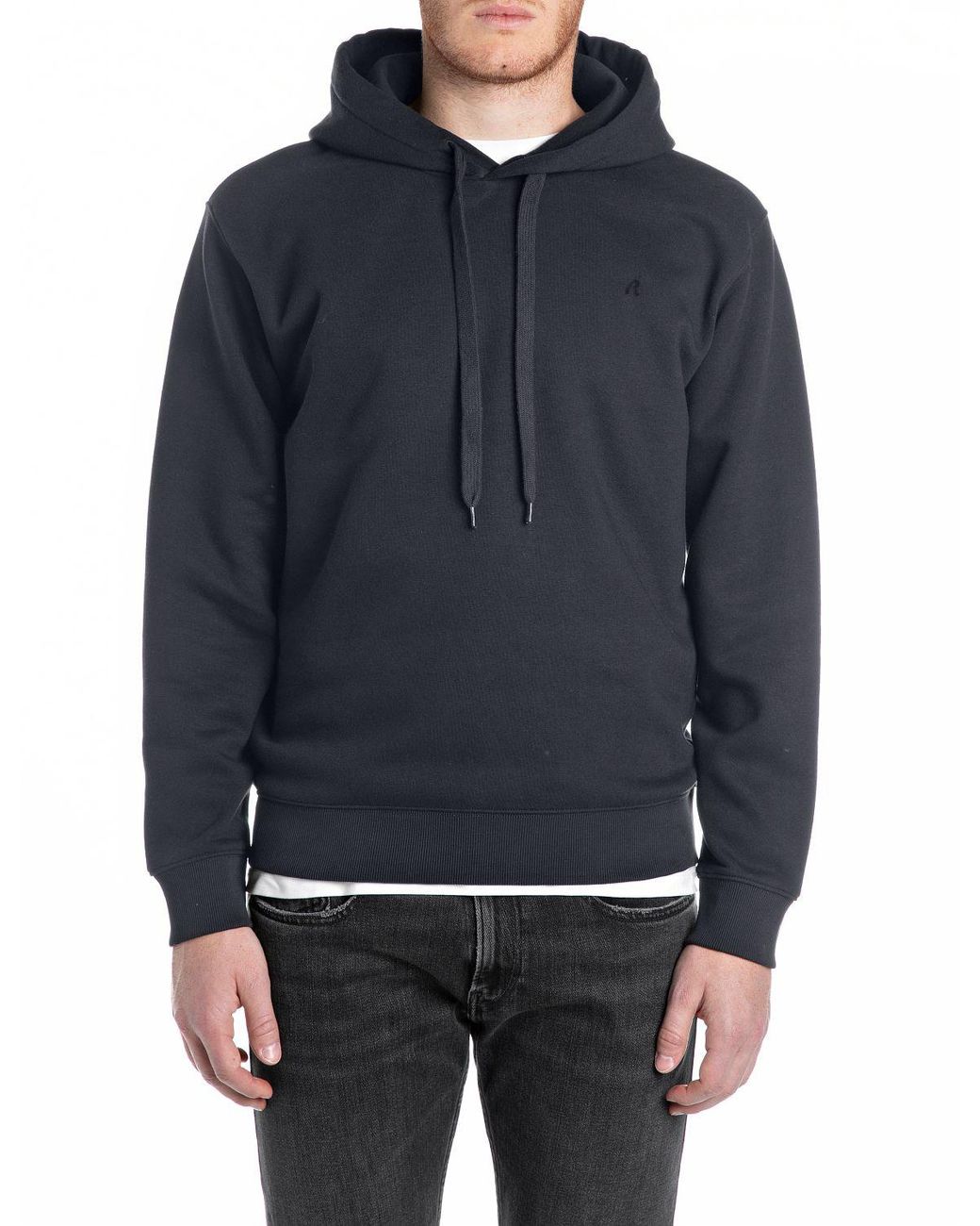 Replay Herren Hoodie Kapuzenpullover Brushed Fleece in Black für Herren