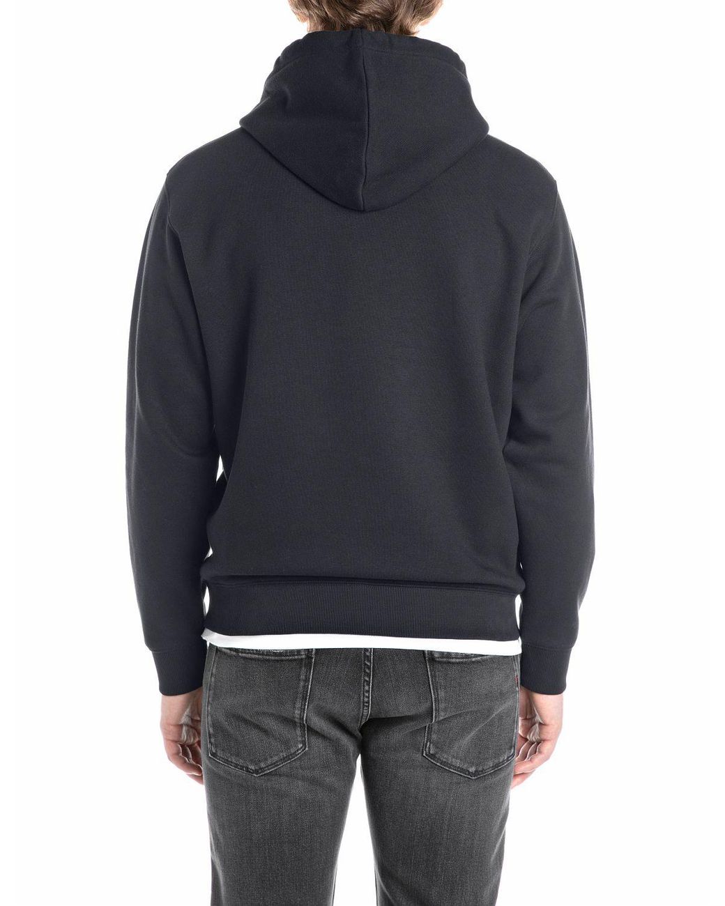 Replay Herren Hoodie Kapuzenpullover Brushed Fleece in Black für Herren