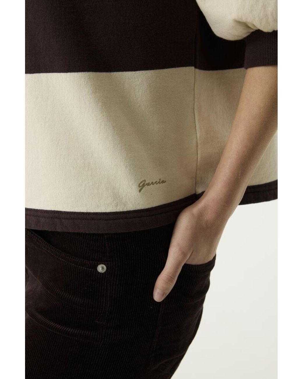 Garcia Sweater Gestreept in het Natural