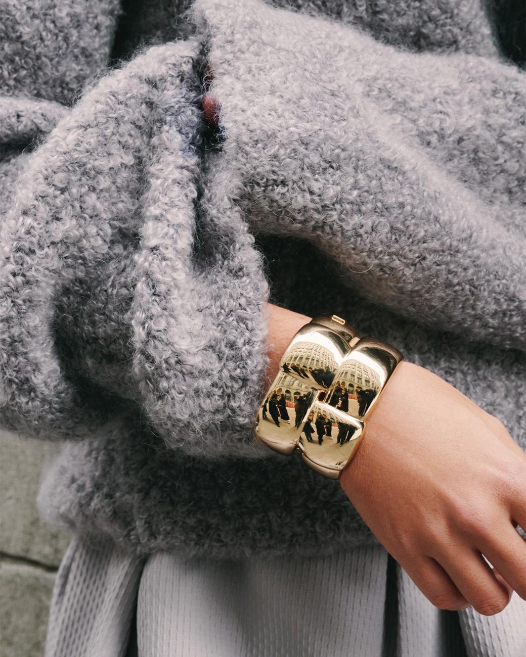 Jenny Bird White Mega Woven Square Bangle