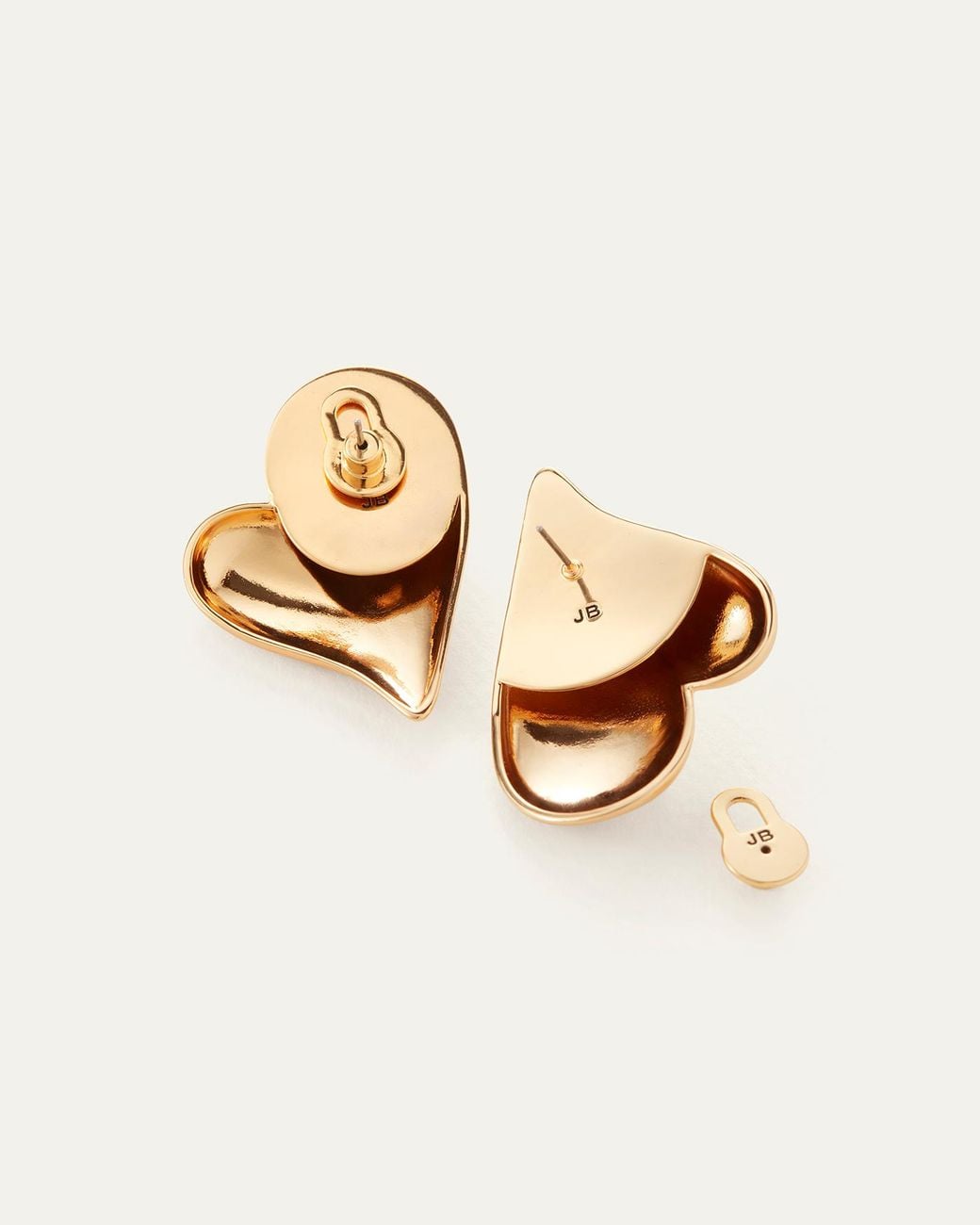 Jenny Bird Natural Mega Art Heart Button Earrings