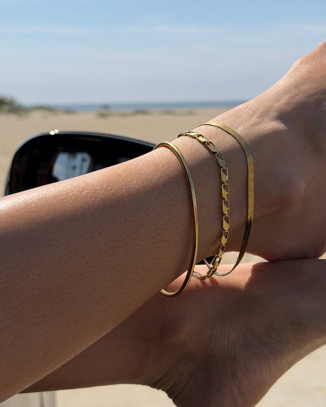 Jenny Bird Metallic Modern Anklet Stack