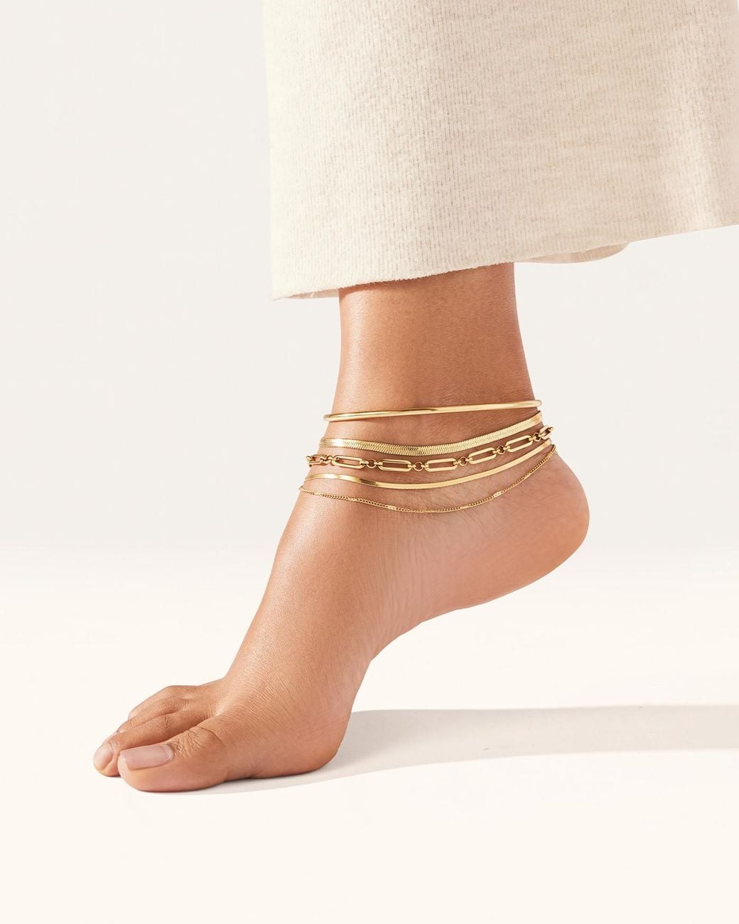 Jenny Bird Metallic Statement Anklet Stack
