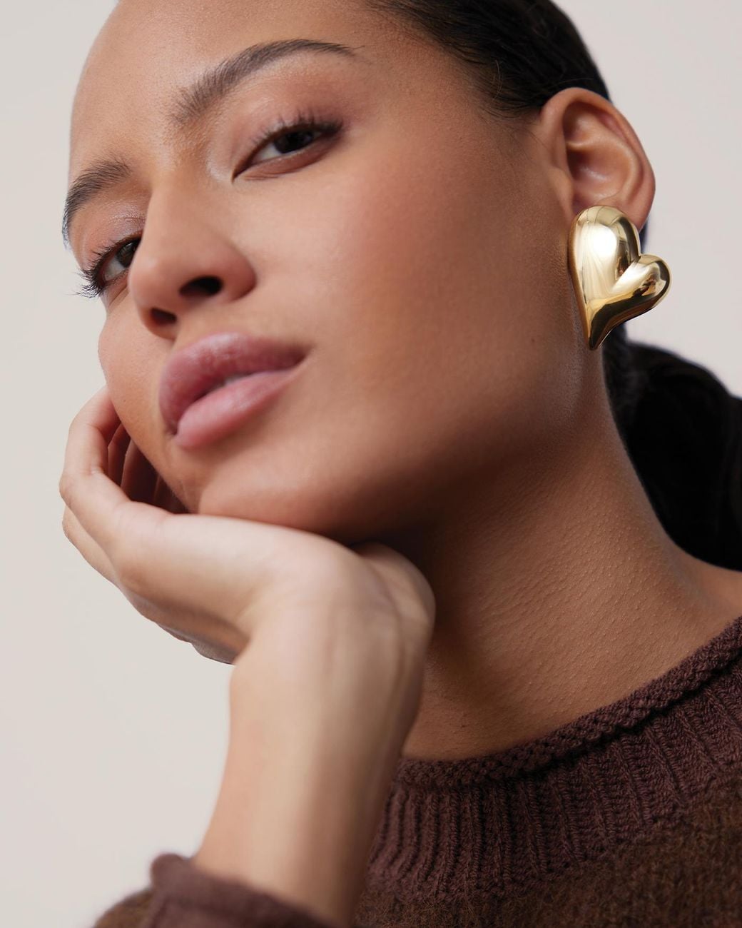 Jenny Bird Natural Mega Art Heart Button Earrings
