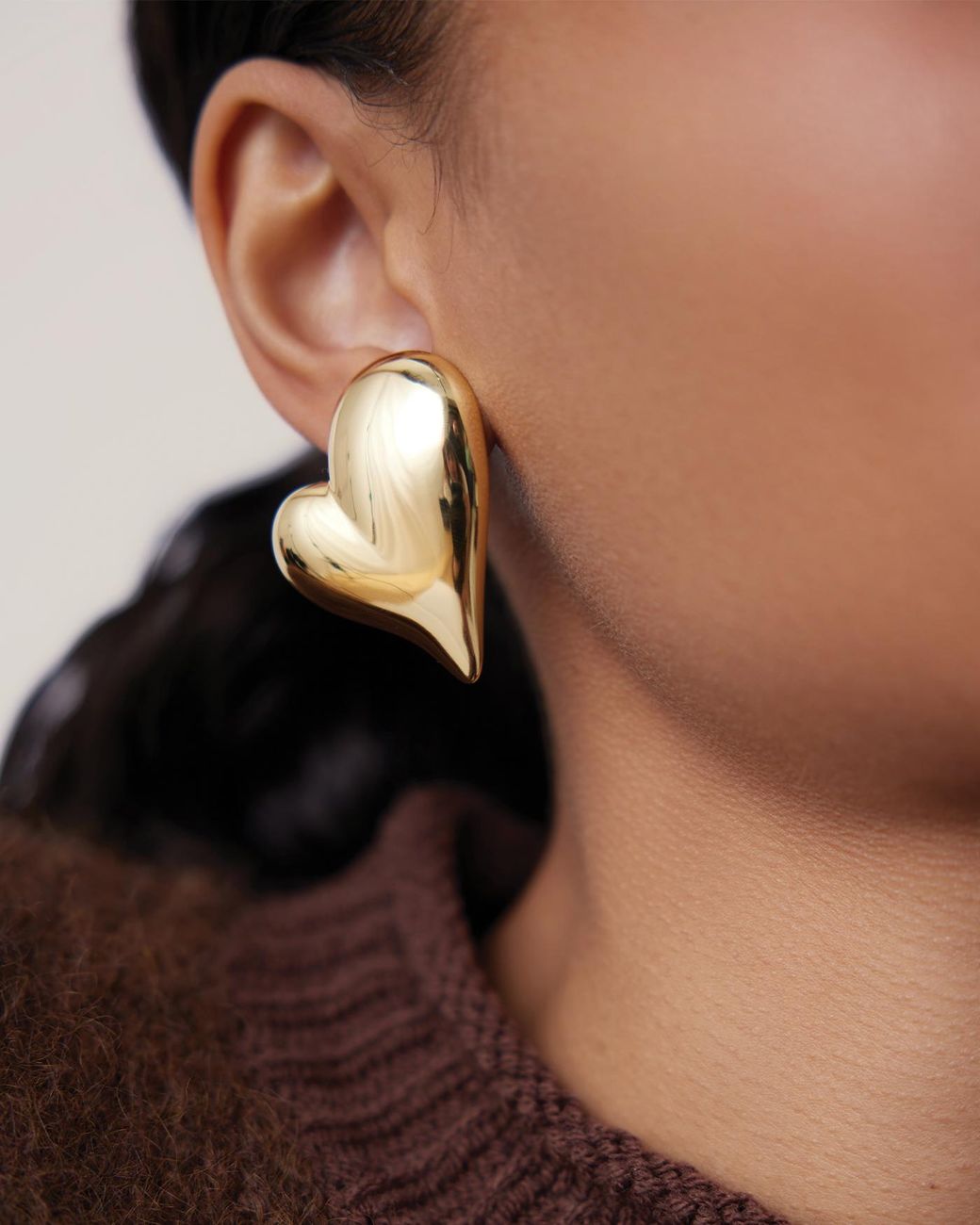 Jenny Bird Natural Mega Art Heart Button Earrings