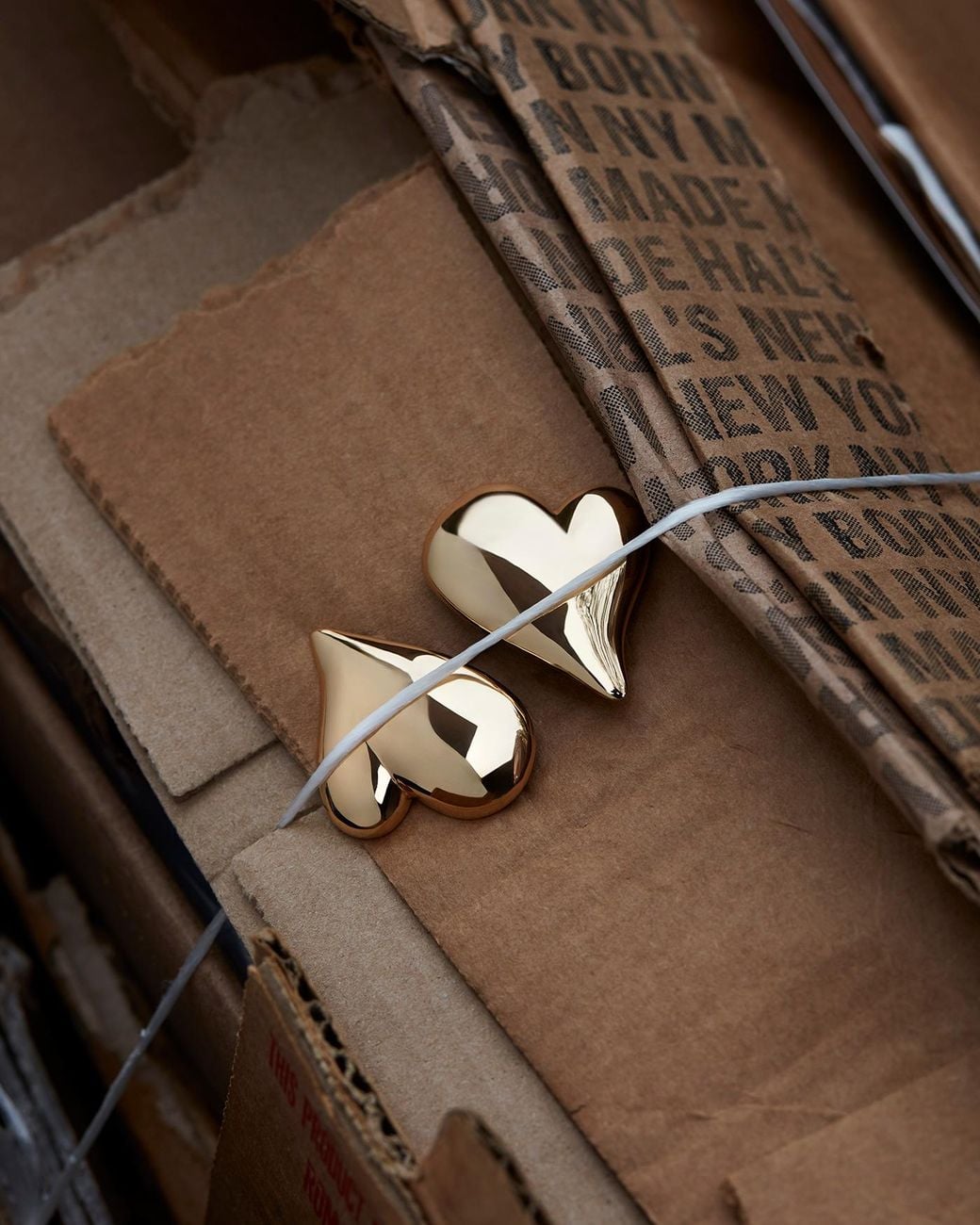Jenny Bird Natural Mega Art Heart Button Earrings