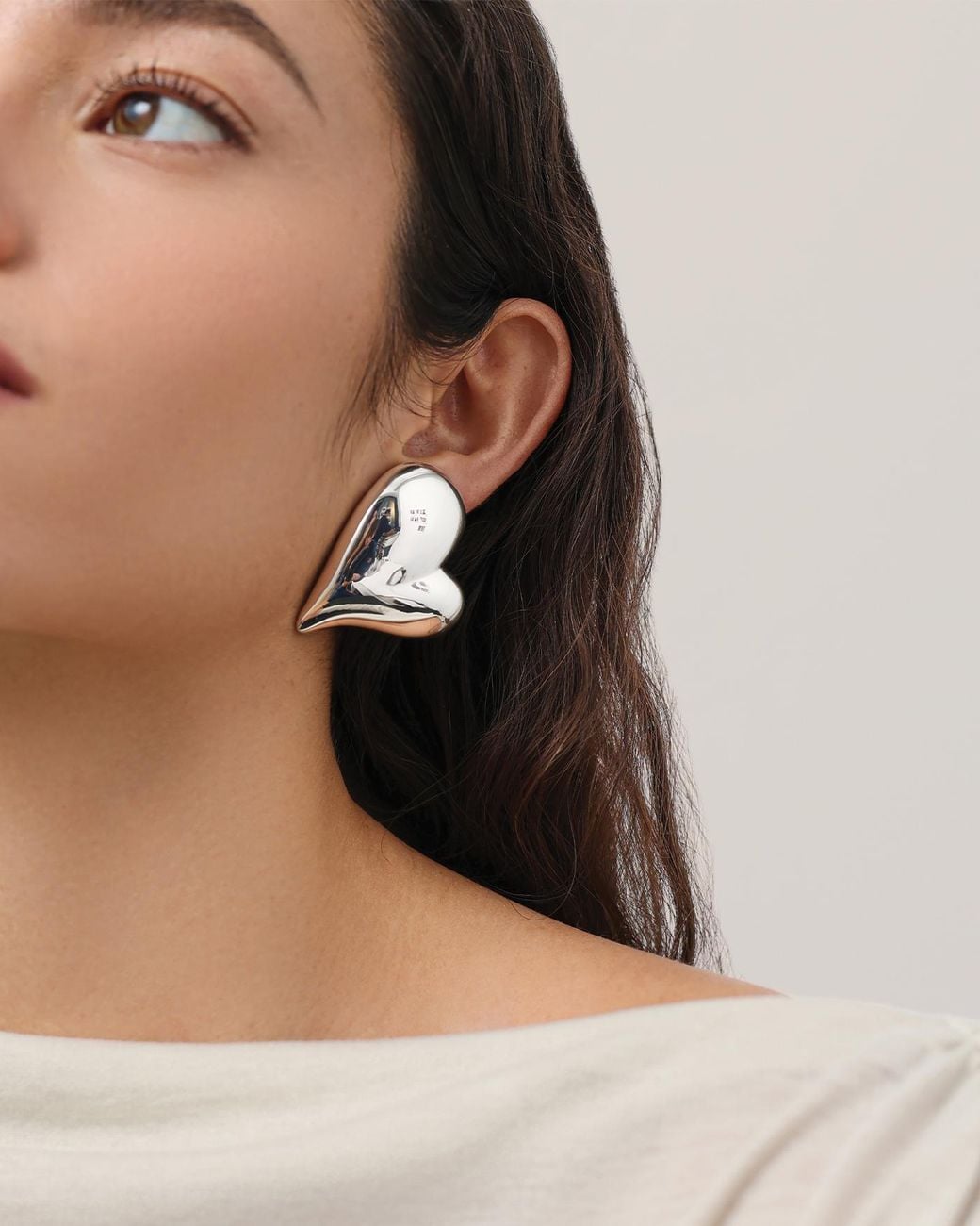 Jenny Bird Natural Mega Art Heart Button Earrings