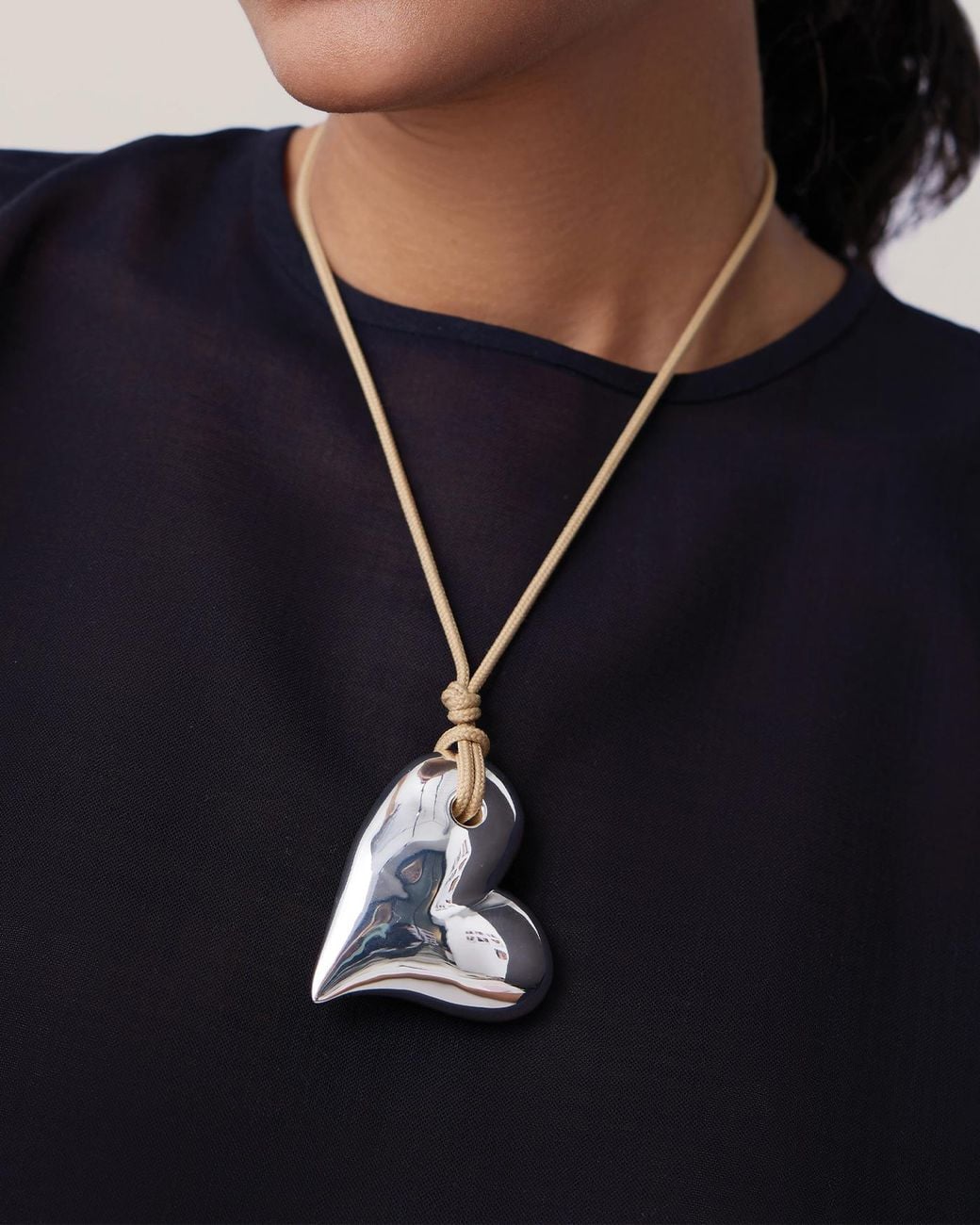 Jenny Bird Natural Mega Art Heart On A String Necklace