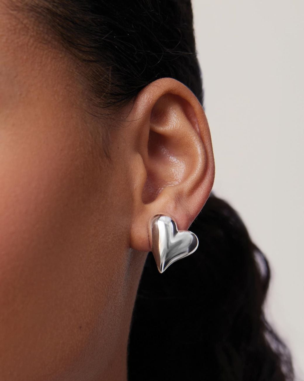 Jenny Bird White Art Heart Button Earrings