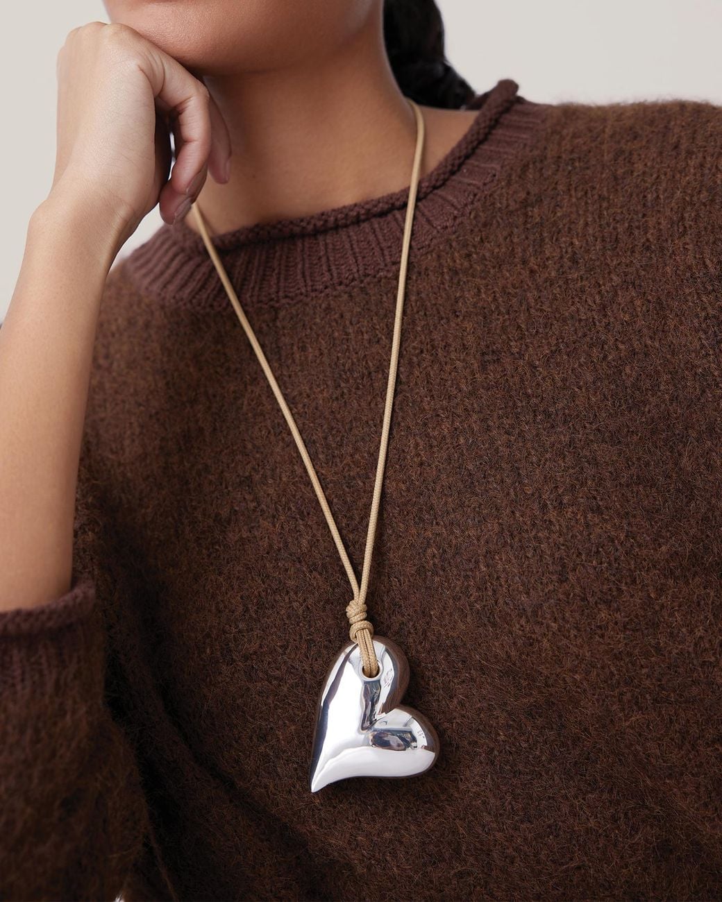 Jenny Bird Natural Mega Art Heart On A String Necklace