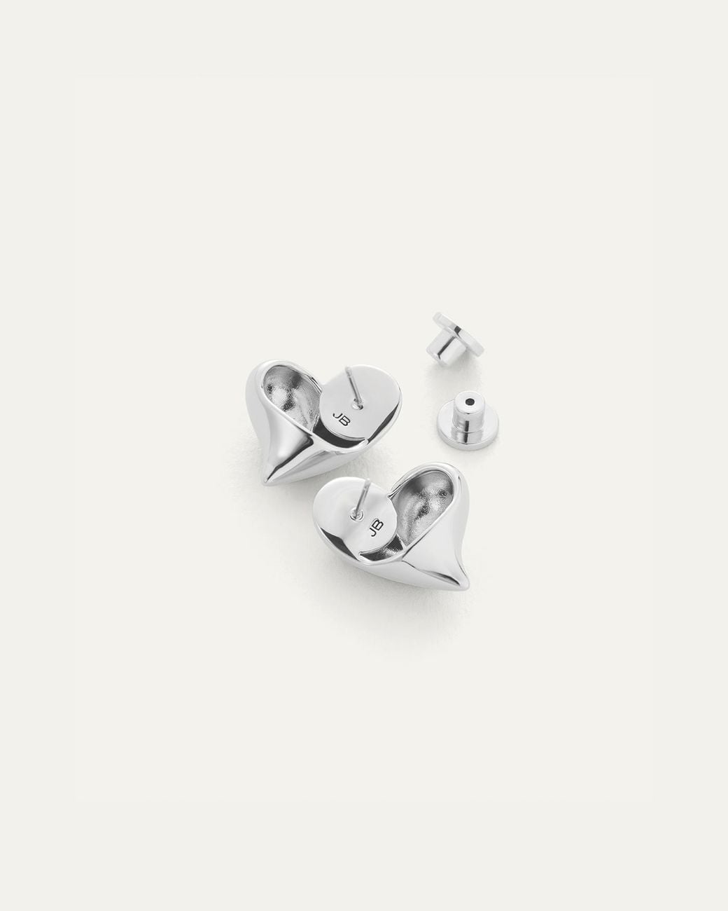 Jenny Bird White Art Heart Button Earrings