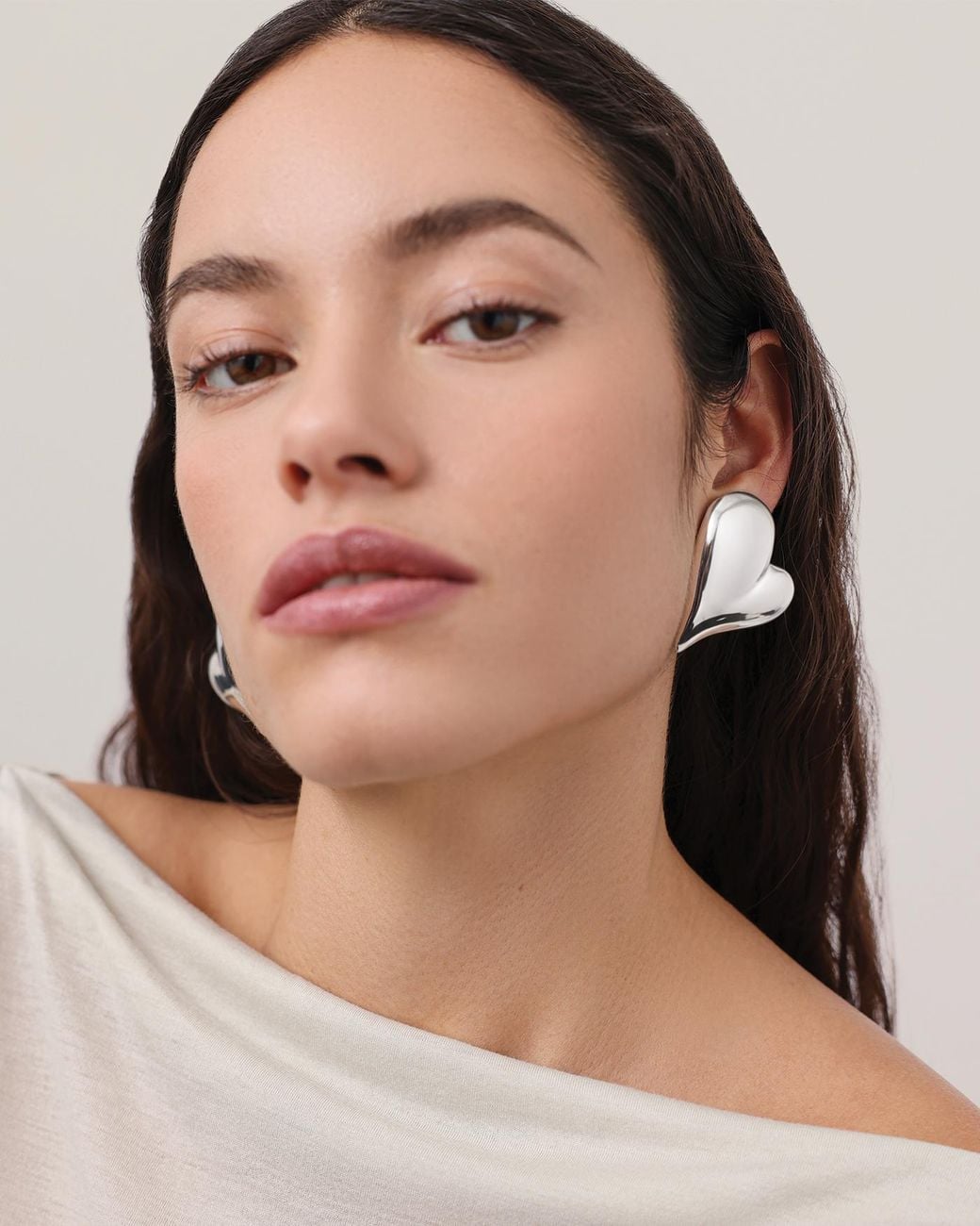 Jenny Bird Natural Mega Art Heart Button Earrings