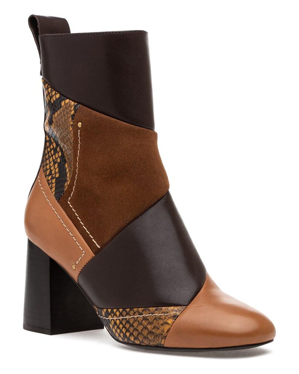 patchwork ankle boots