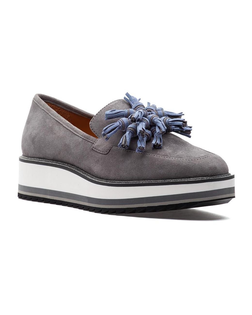 Johnston & Murphy Gracelyn Tassel Loafer Gray Suede Lyst
