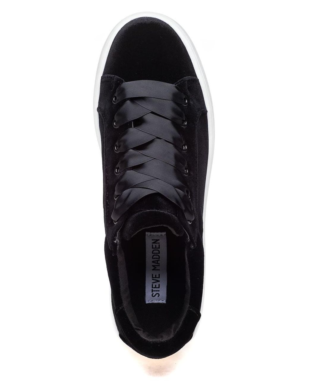 Steve Madden Bertie-v Black Velvet Sneaker | Lyst