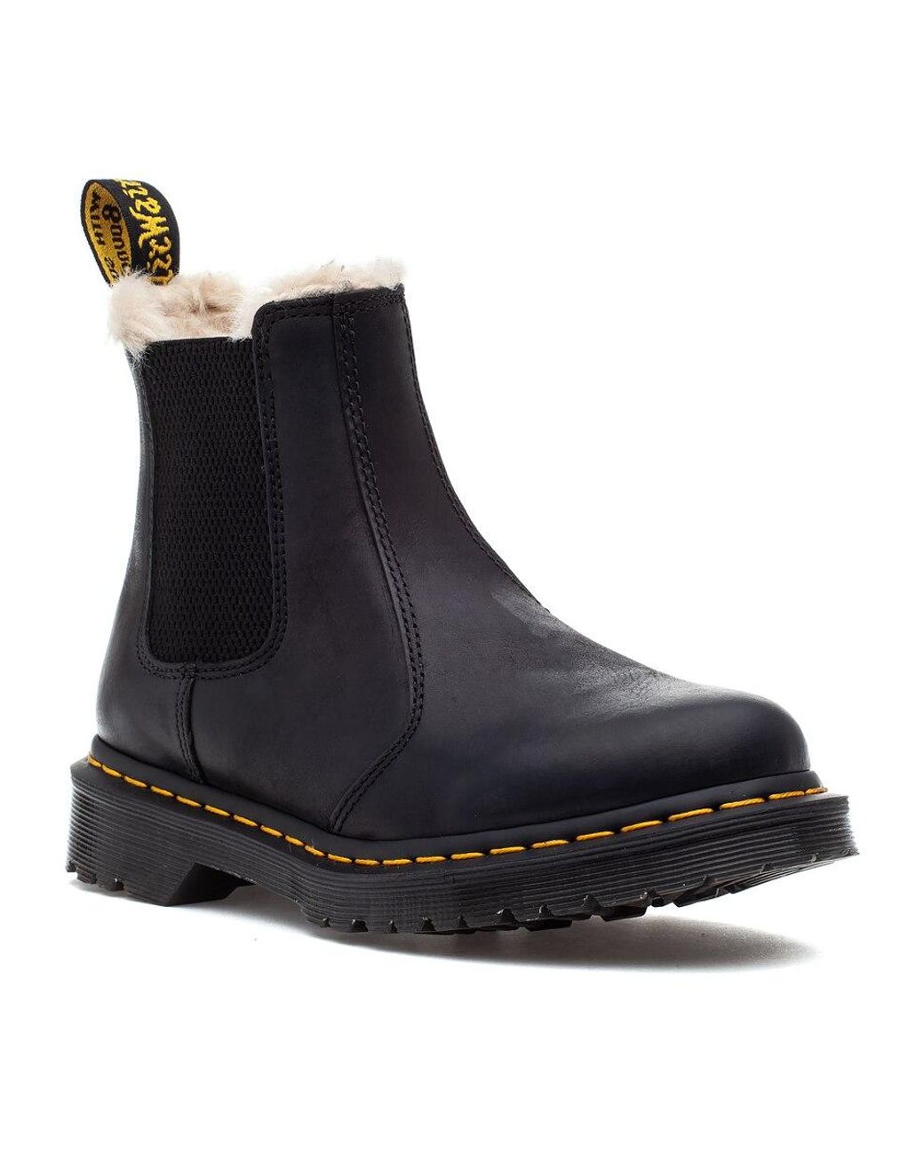 Dr. Martens Leonore Faux Fur Lined Chelsea Boot in Black | Lyst