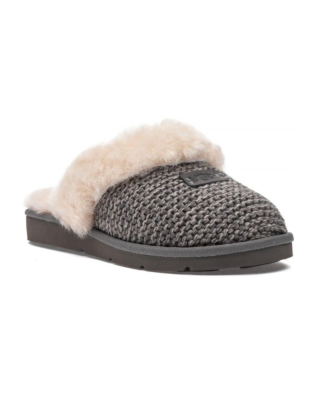 UGG Fur Cozy Knit Slipper Grey in Gray - Lyst