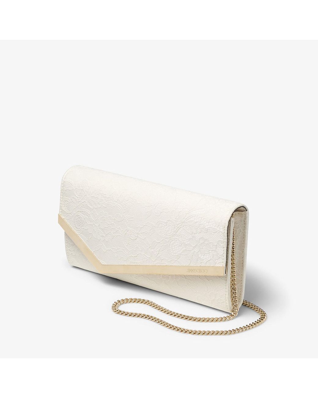 Jimmy Choo White Emmie Lace Clutch Bag