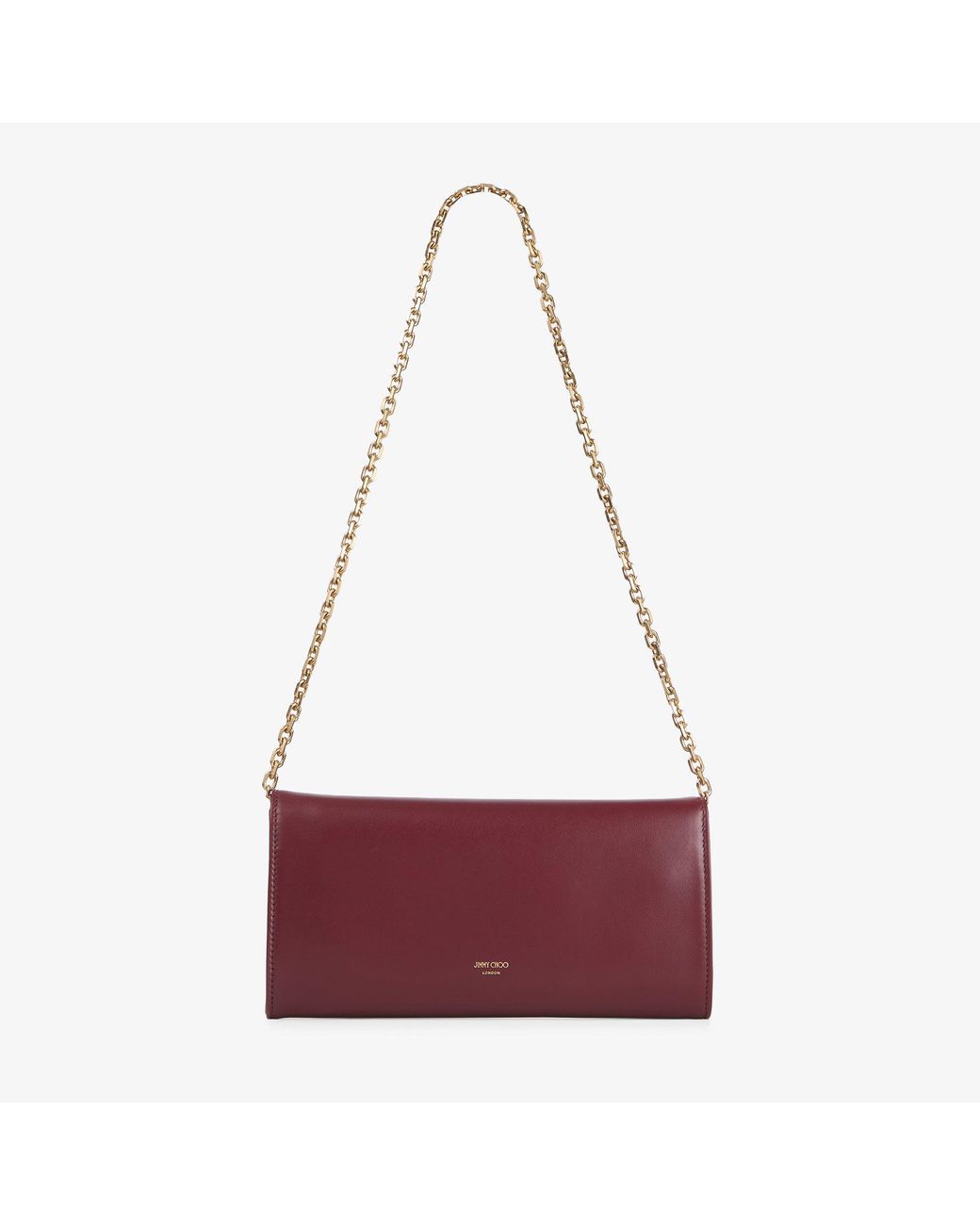 Jimmy Choo Red Cinch Clutch With Chain Small