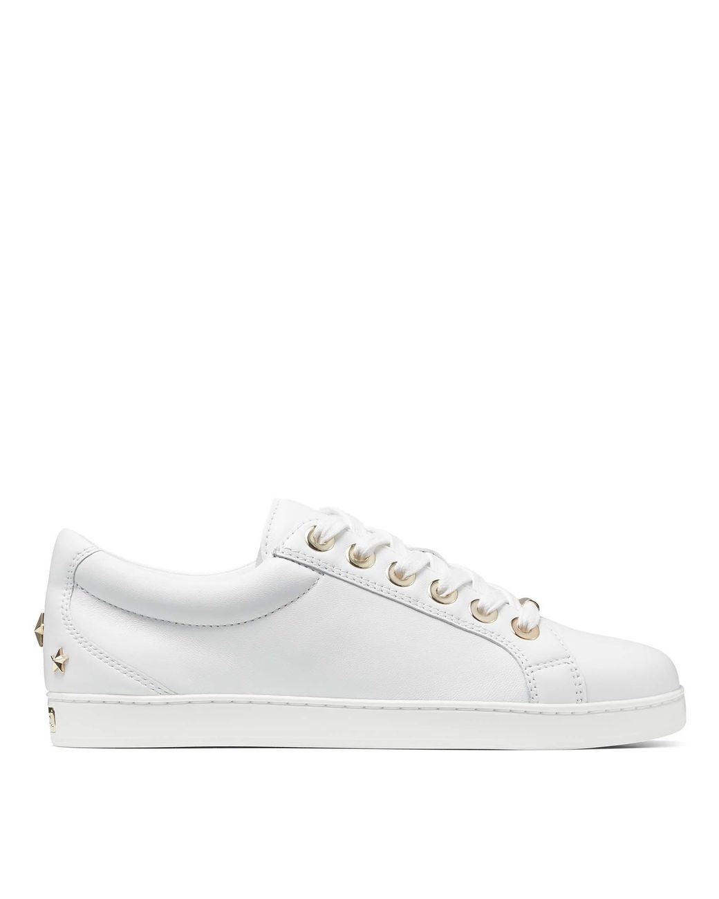 Jimmy Choo Cash/f White Nappa Leather Low Top Trainers White ...