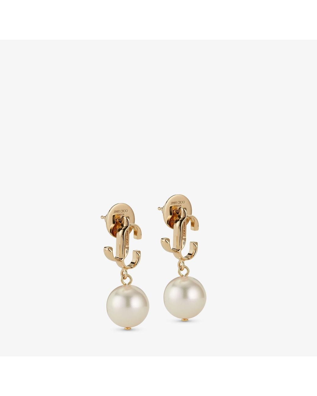 Jimmy Choo Metallic Jc Logo-Embellished-Toned Brass And Pearl Earrings